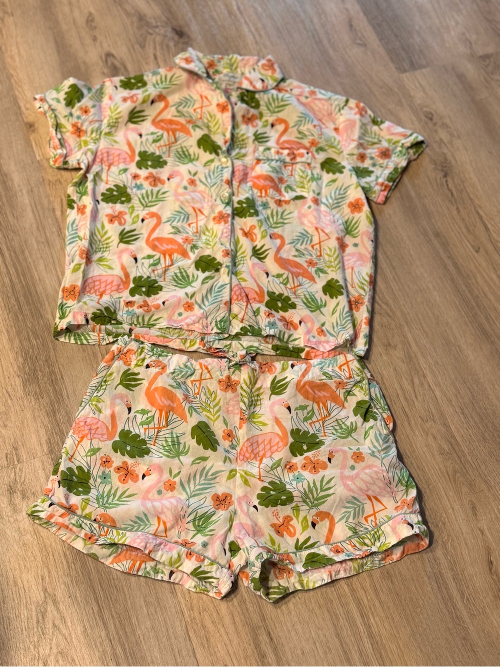 Crafted by Mahogany Women's Tropical Flamingo 2-Piece Top & Shorts Set S